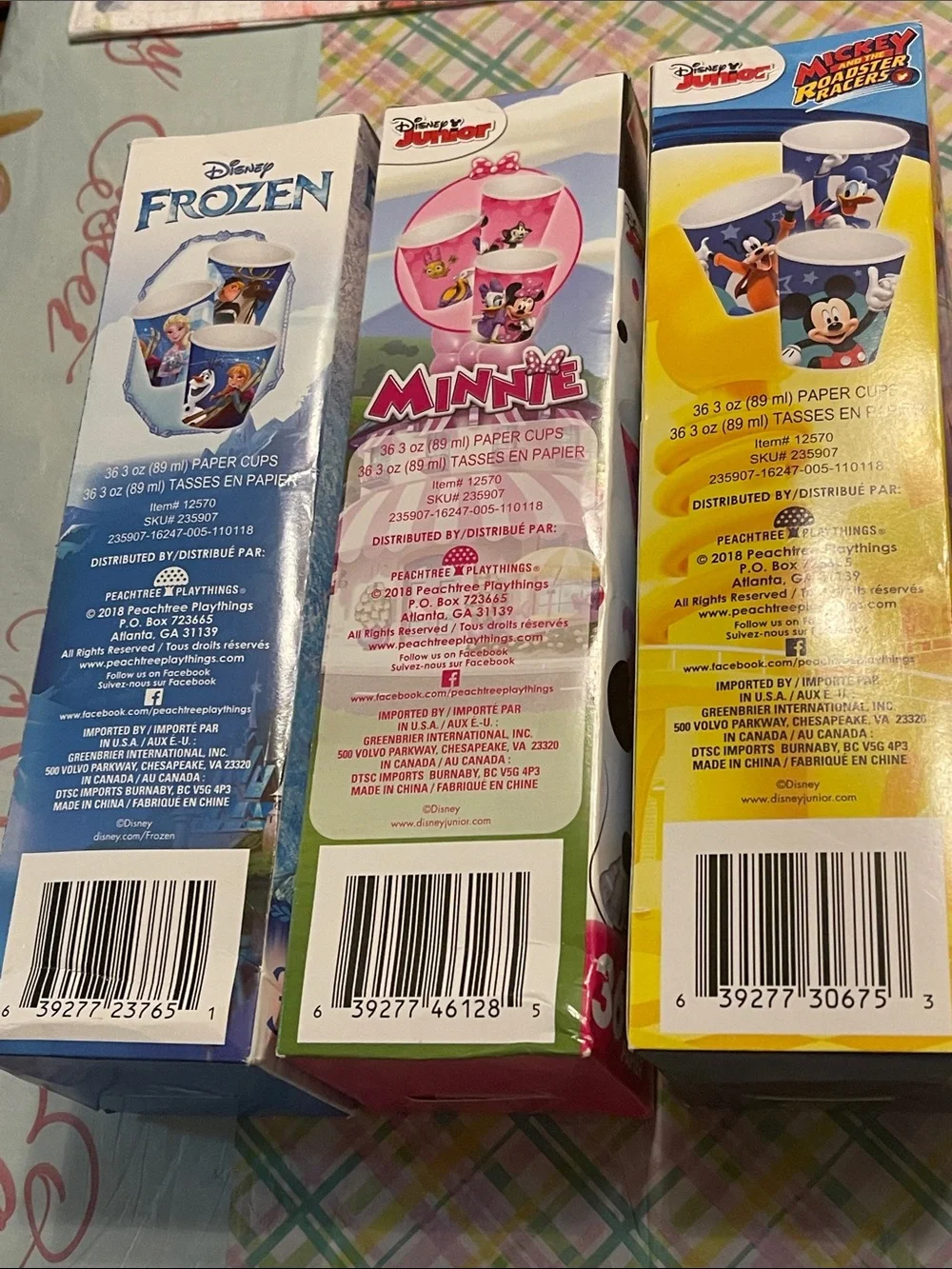 Quantity: 3 - Disney Paper Party Cups - 36ct in each, 108 ct total